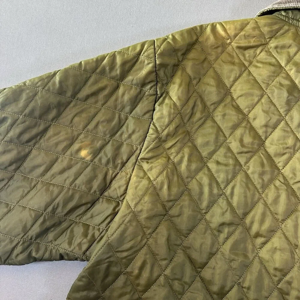 J.Crew Coat Mens Large Green Quilted Oarsman Vintage Corduroy Collar Chore Barn